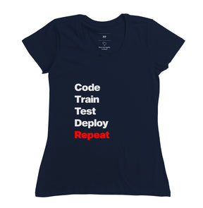 Camiseta Code Train Test Deploy Repeat