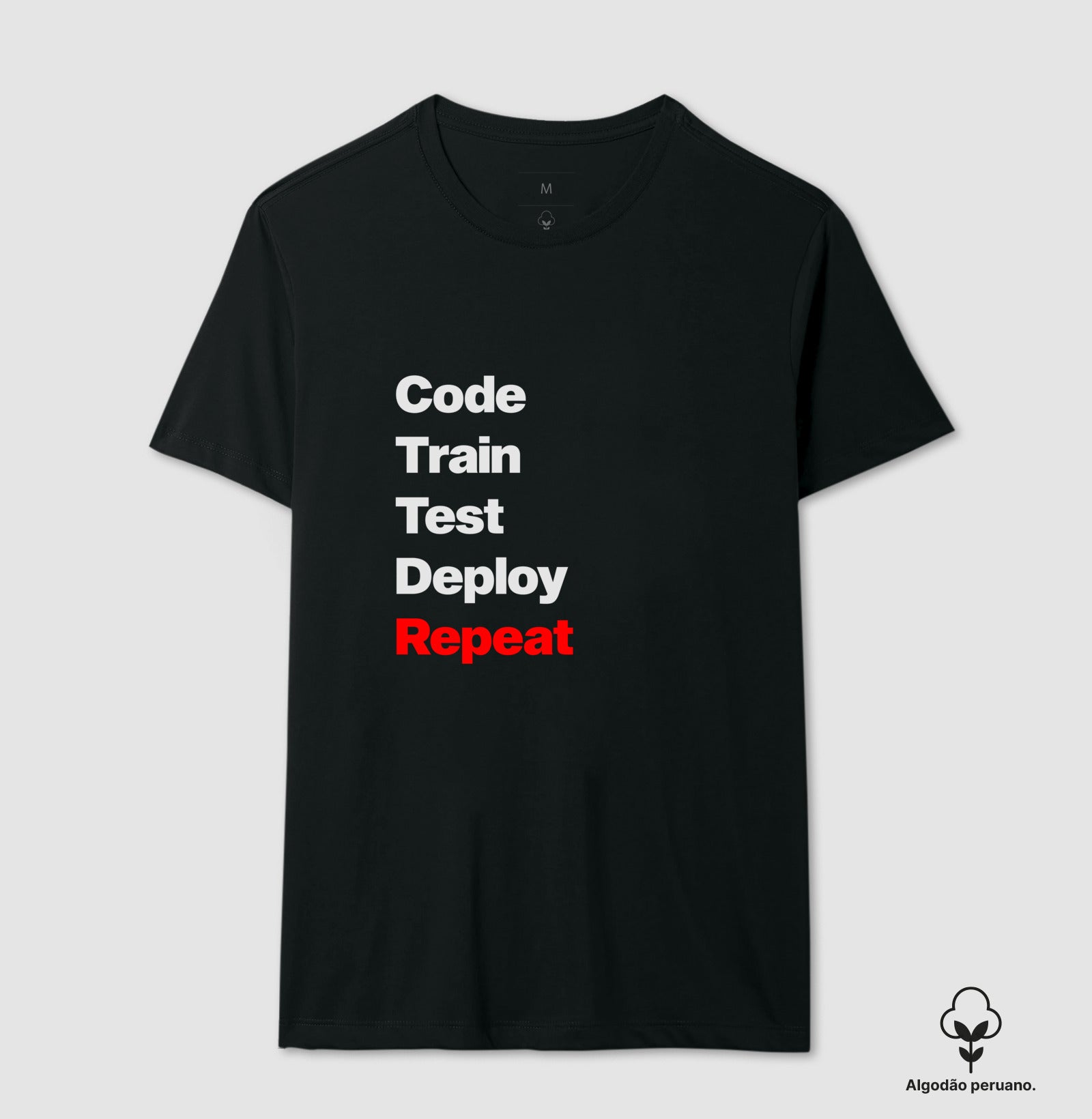 Camiseta Premium Code Train Test Deploy Repeat