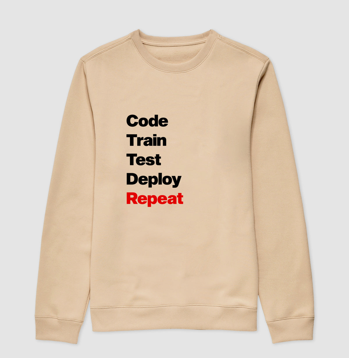 Suéter Moletom Code Train Test Deploy Repeat