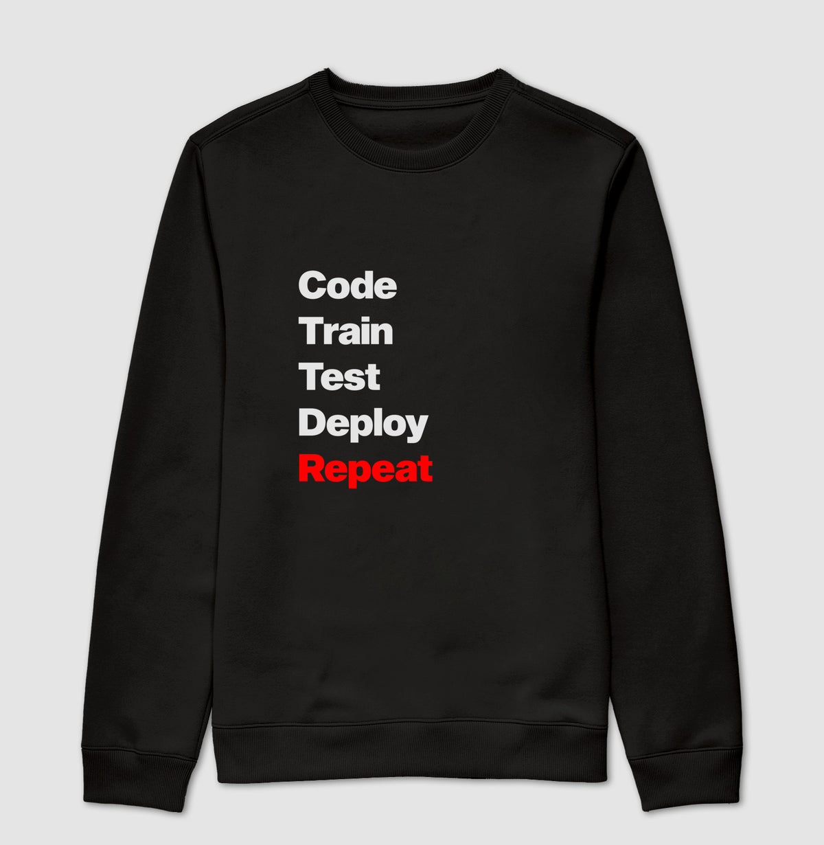 Suéter Moletom Code Train Test Deploy Repeat