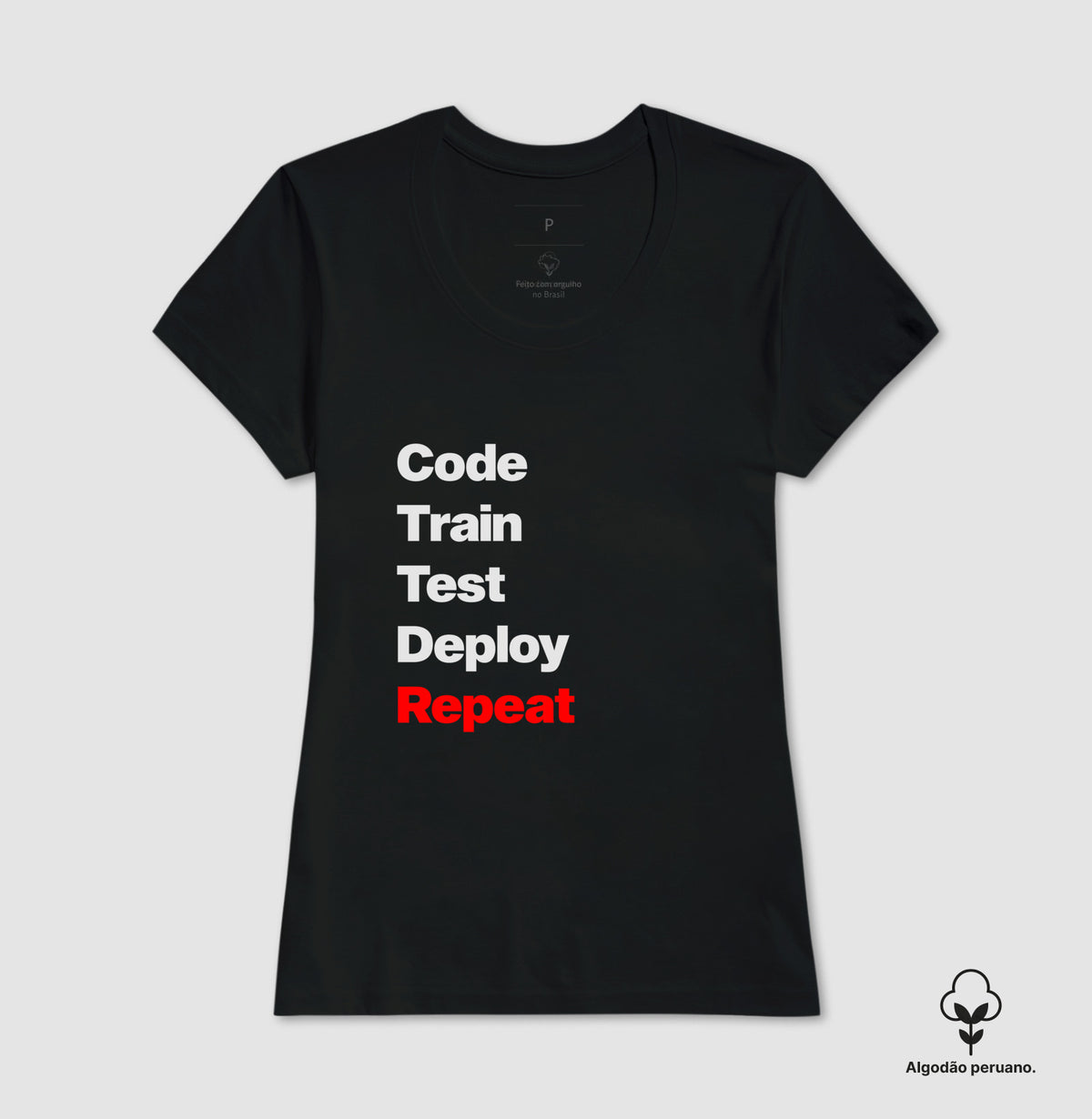 Camiseta Premium Code Train Test Deploy Repeat