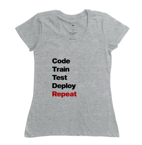 Camiseta Code Train Test Deploy Repeat