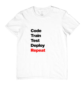 Camiseta Code Train Test Deploy Repeat