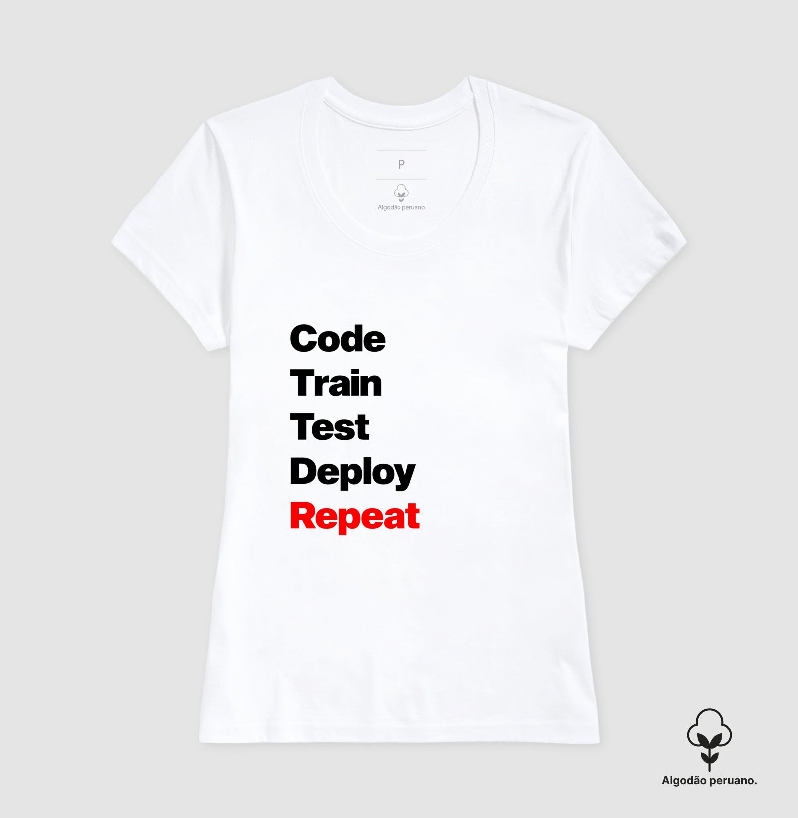 Camiseta Premium Code Train Test Deploy Repeat