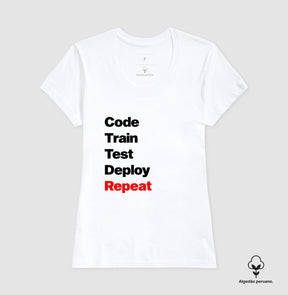 Camiseta Premium Code Train Test Deploy Repeat